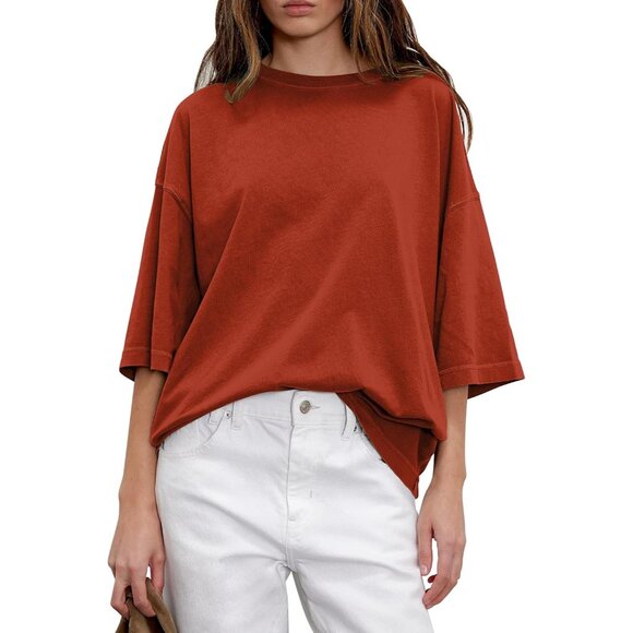 Womens Oversized Cotton T Shirt Large Casual Relax Fit Top Plus Size - Picture 3 of 5